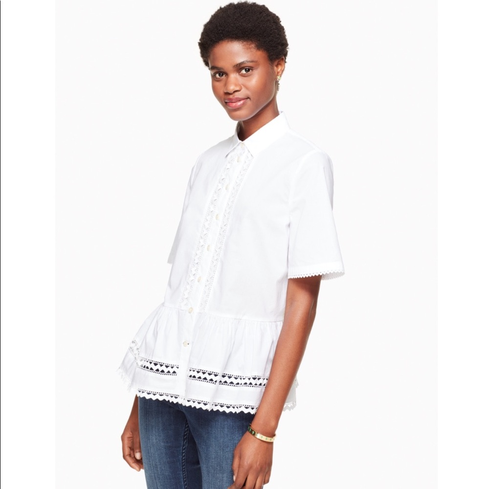 NWT Kate Spade Lace Inset Peplum Top
